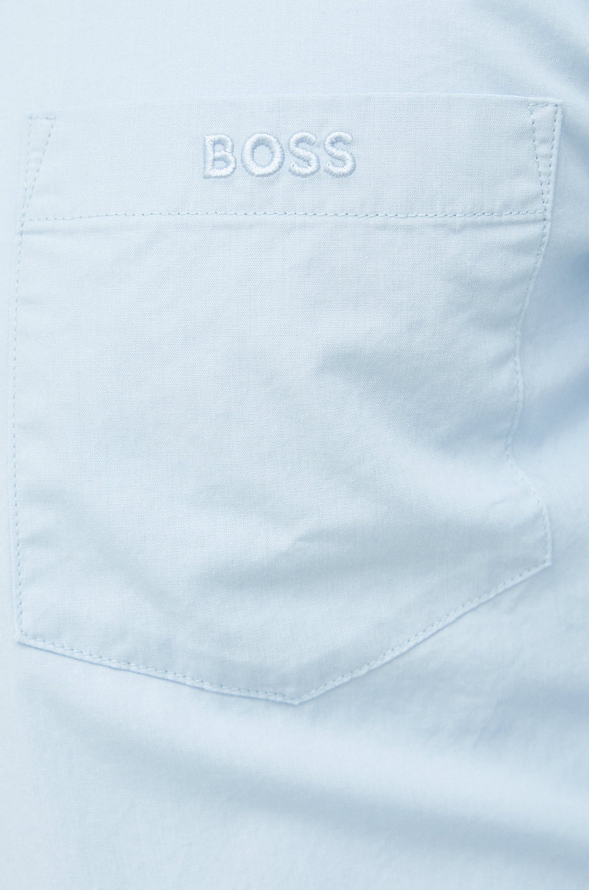 

Детская хлопковая рубашка BOSS мужская regular классический воротник