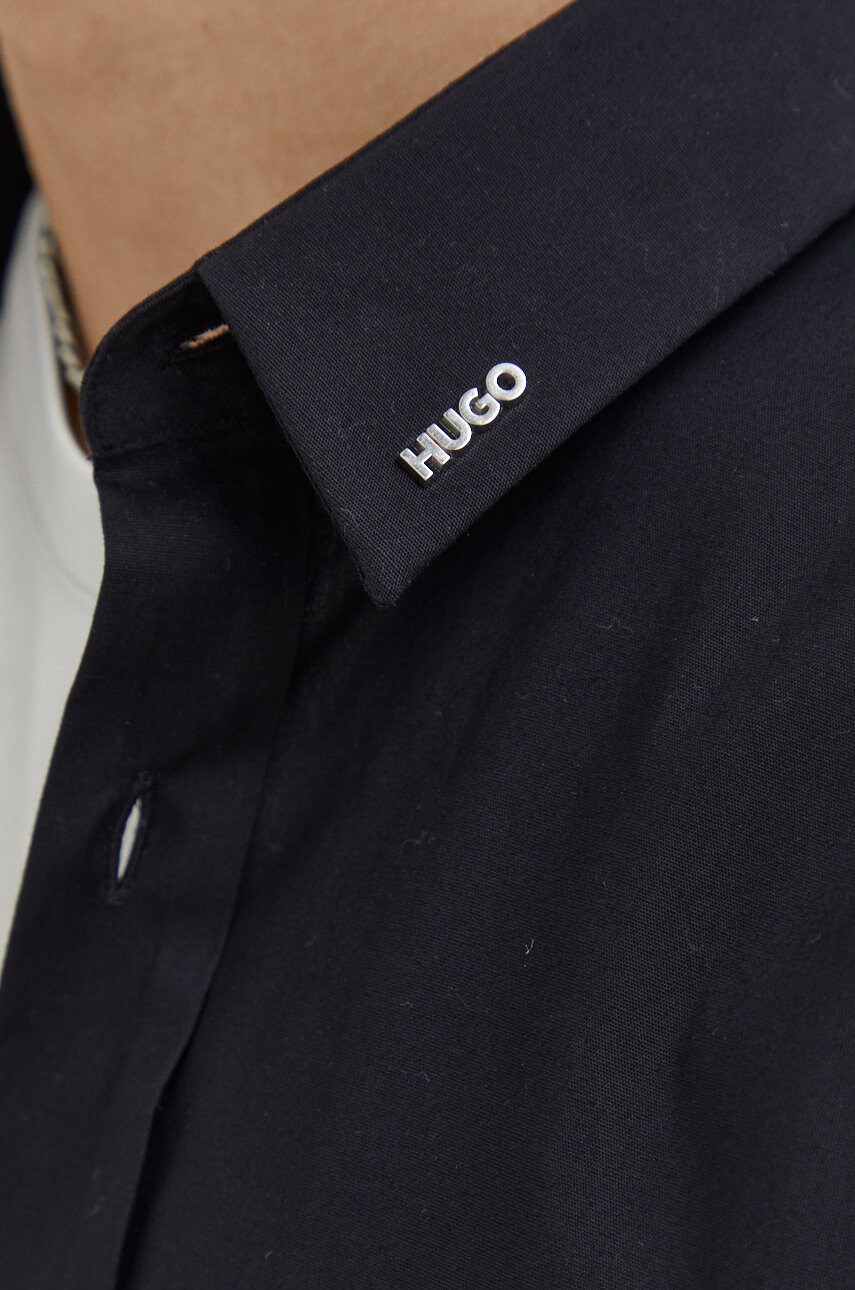 

Сорочка HUGO чоловіча колір чорний slim класичний комір