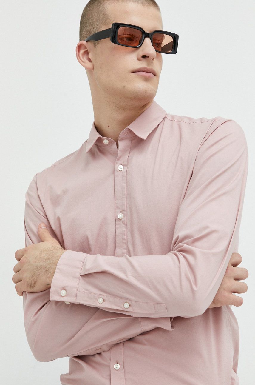 HUGO camasa barbati, culoarea roz, cu guler clasic, slim answear.ro imagine noua