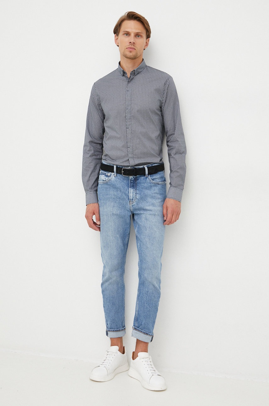 

Сорочка Armani Exchange чоловіча колір синій slim комір button-down
