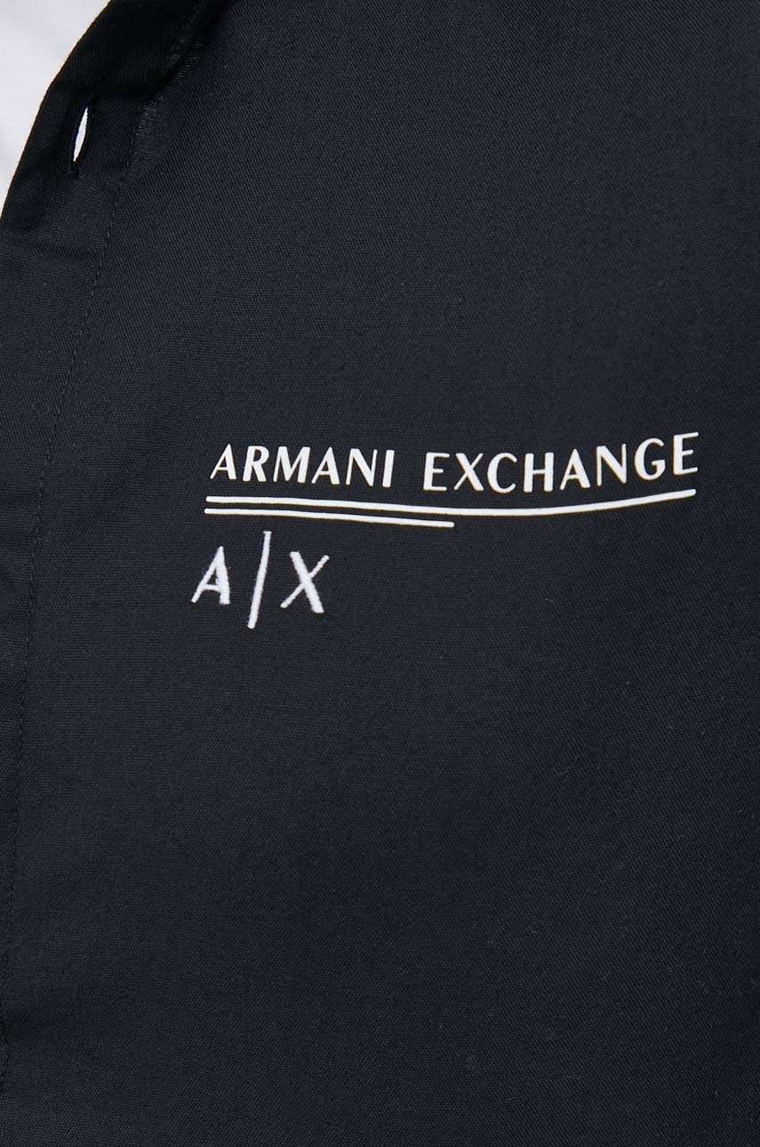 

Хлопковая рубашка Armani Exchange мужская цвет чёрный regular классический воротник