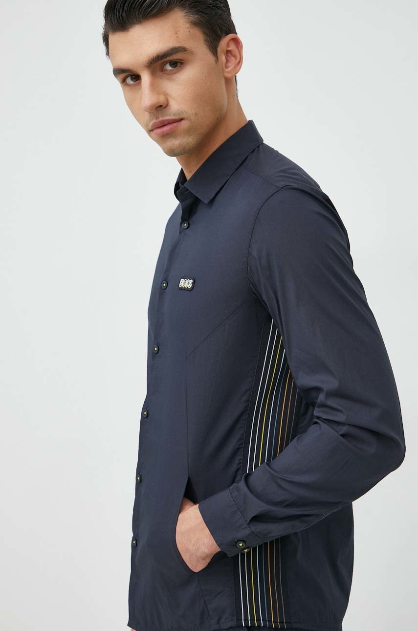 Boss camasa boss athleisure barbati, culoarea negru, cu guler clasic, regular