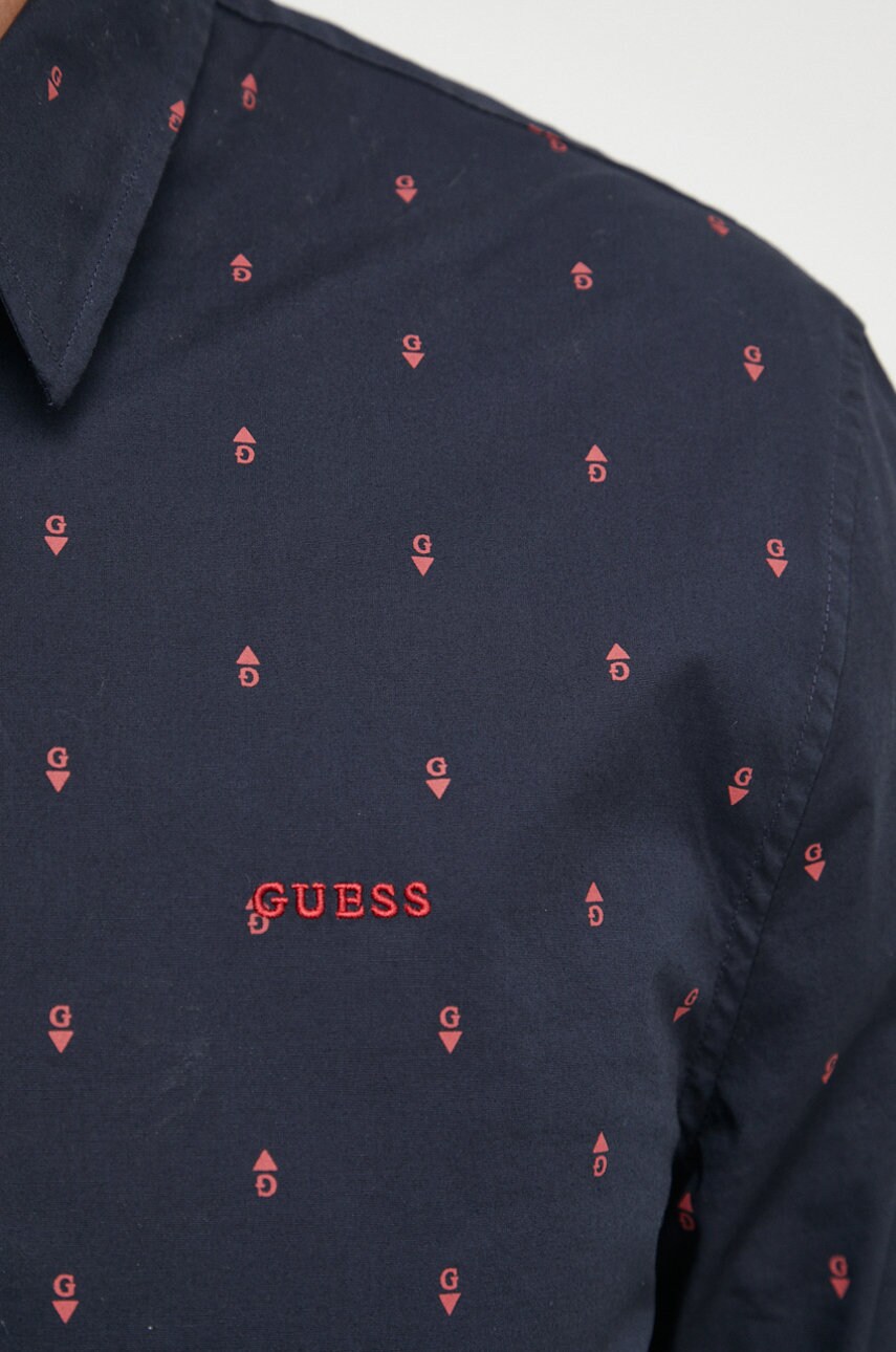 

Сорочка Guess чоловіча колір синій slim класичний комір