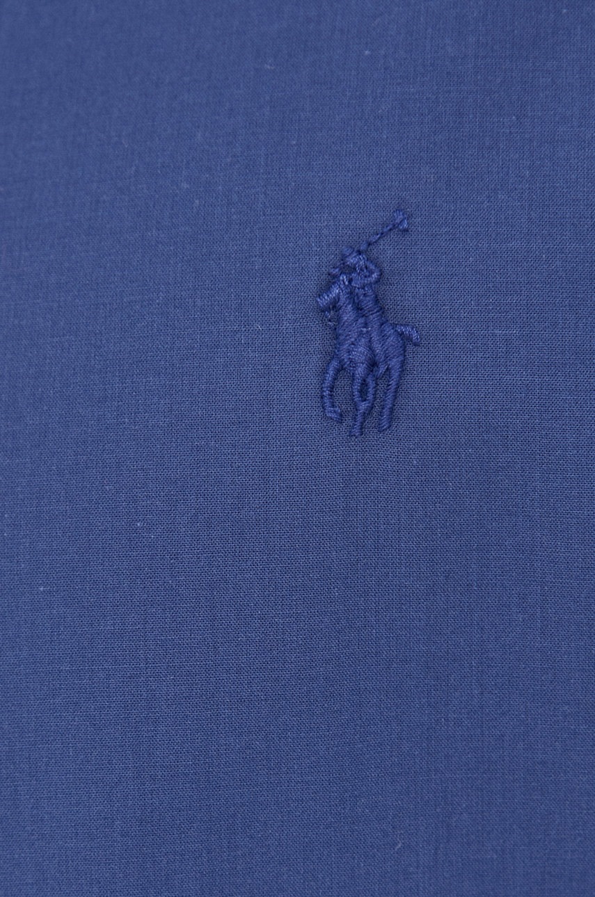 

Рубашка Polo Ralph Lauren мужская цвет синий slim воротник button-down