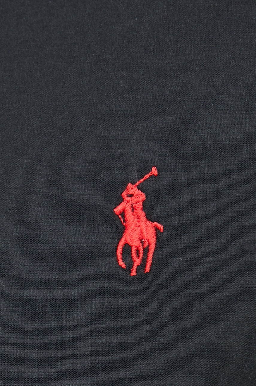 

Рубашка Polo Ralph Lauren мужская цвет чёрный slim воротник button-down