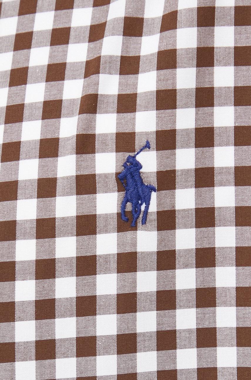

Сорочка Polo Ralph Lauren чоловіча колір коричневий slim комір button-down
