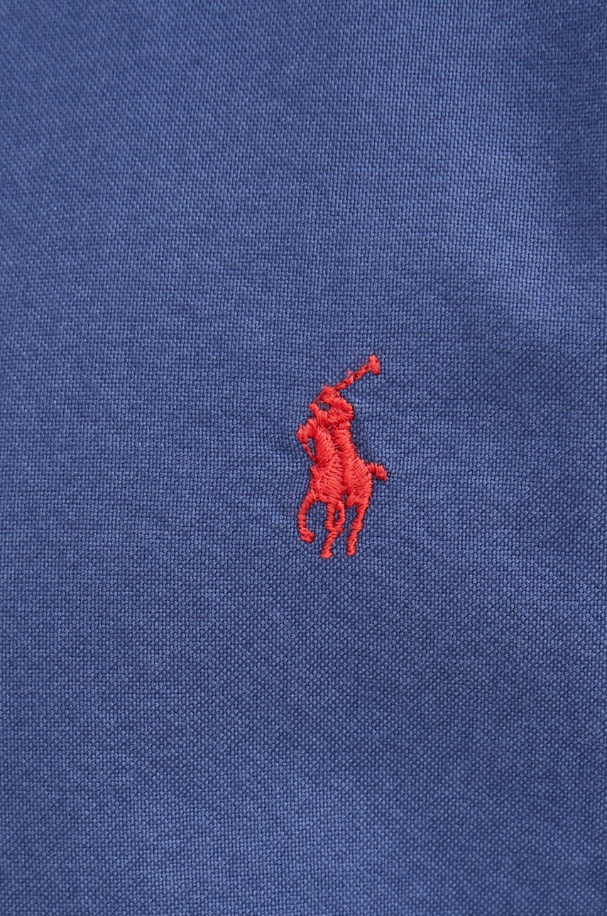 

Хлопковая рубашка Polo Ralph Lauren мужская цвет синий slim воротник button-down
