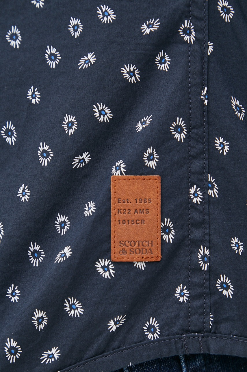 

Хлопковая рубашка Scotch & Soda мужская цвет синий slim классический воротник