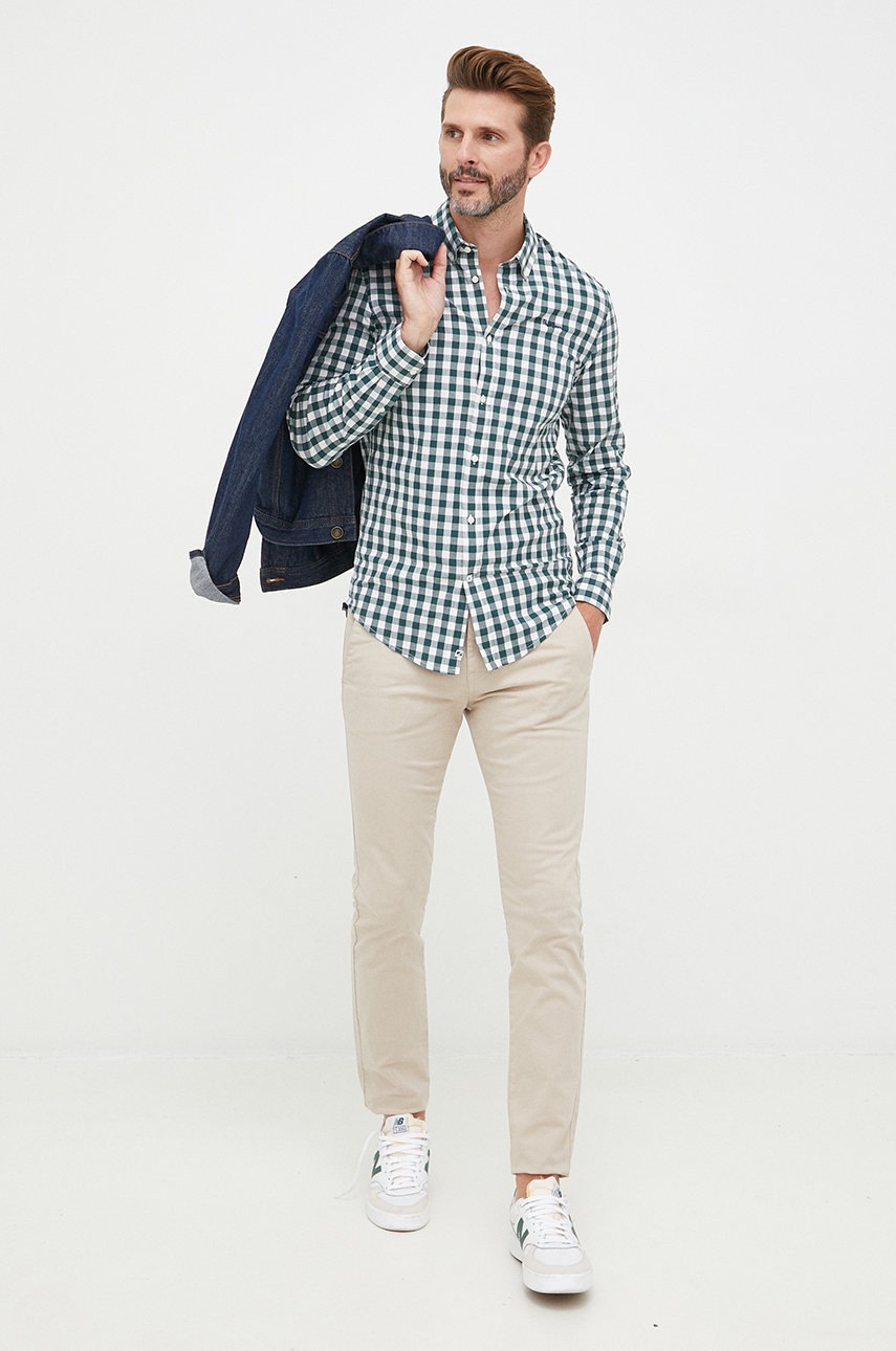 

Рубашка Pepe Jeans мужская цвет зелёный slim воротник button-down