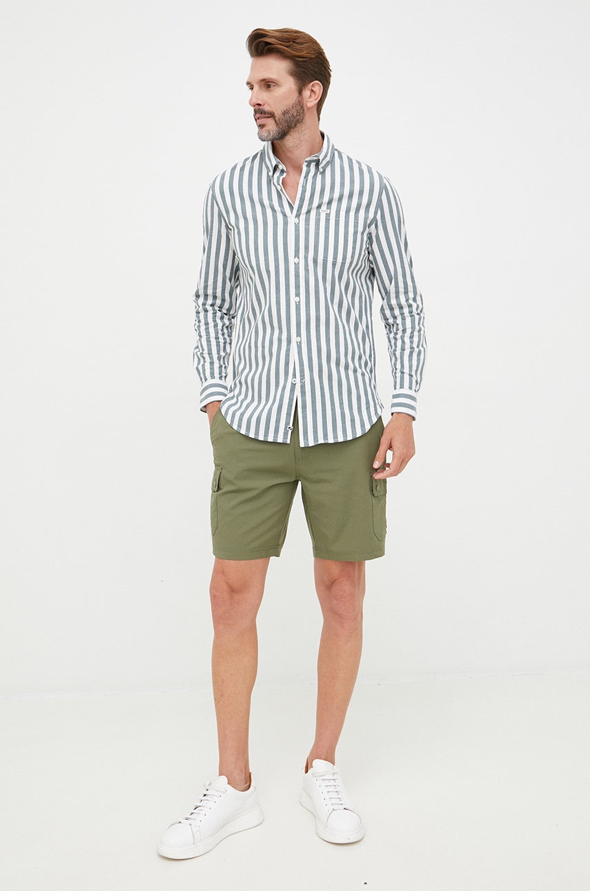 

Рубашка Pepe Jeans мужская цвет зелёный slim воротник button-down