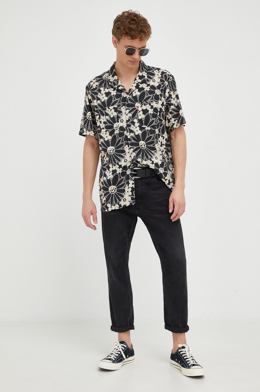 Levi's camasa barbati, culoarea negru, relaxed