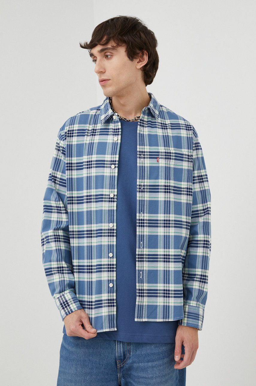 Košile Levi′s regular, s klasickým límcem - modrá -  100% Bavlna