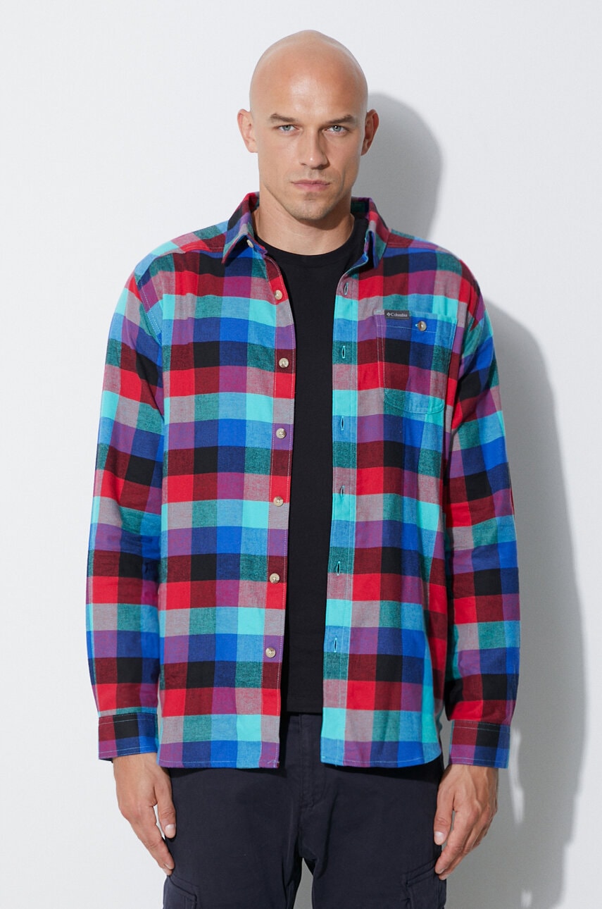 Columbia cămașă Cornell Woods Flannel LS bărbați, culoarea roșu, cu guler clasic, regular 1617951