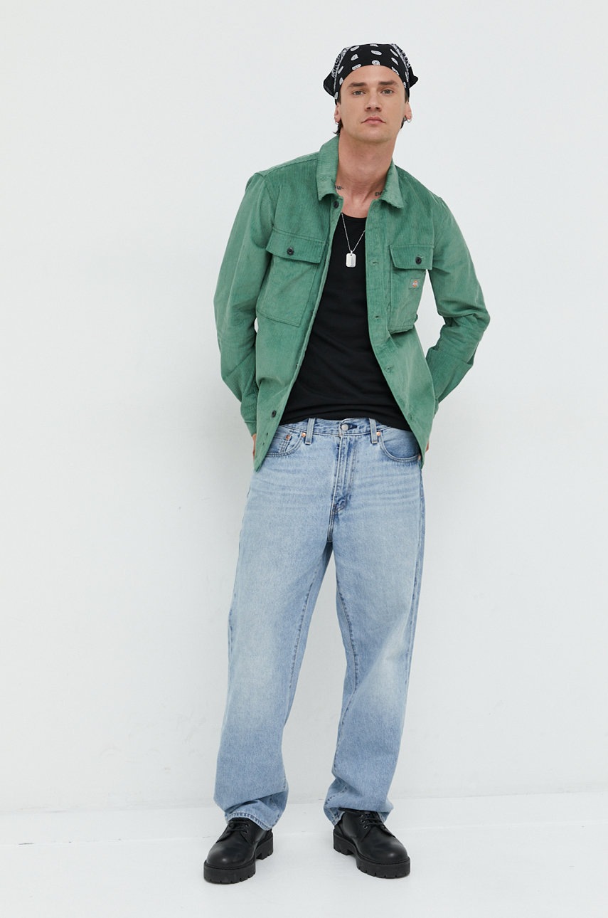 

Рубашка Dickies мужская цвет зелёный regular классический воротник