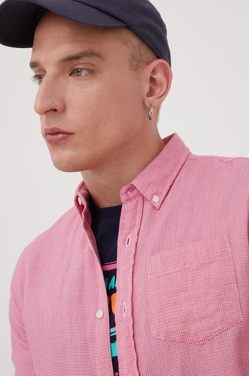

Бавовняна сорочка Superdry чоловіча колір рожевий regular комір button-down