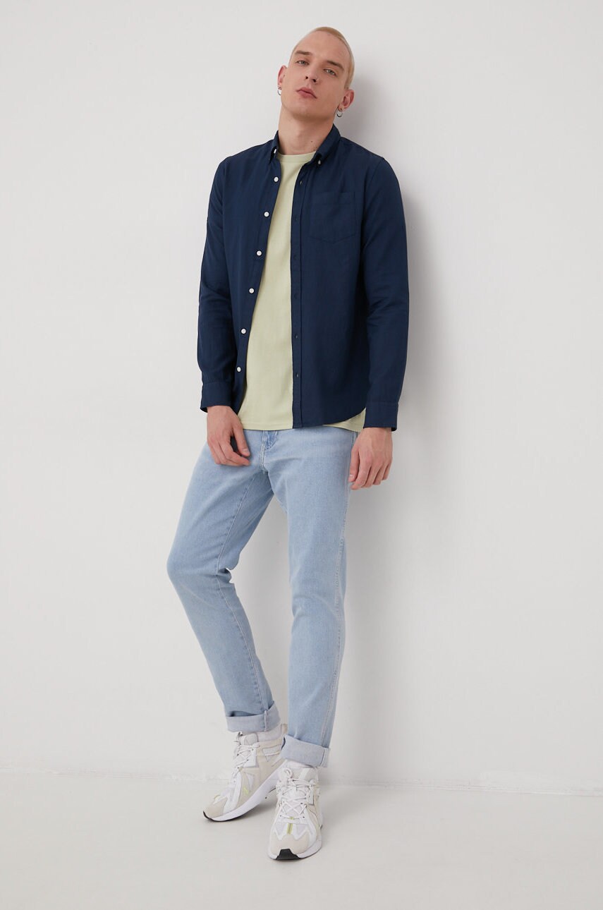 

Бавовняна сорочка Superdry чоловіча колір синій regular комір button-down