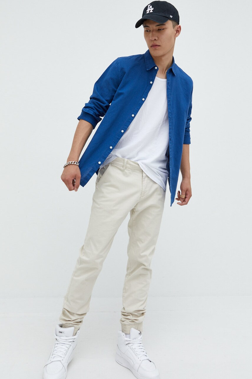 

Льняная рубашка Superdry мужская regular классический воротник