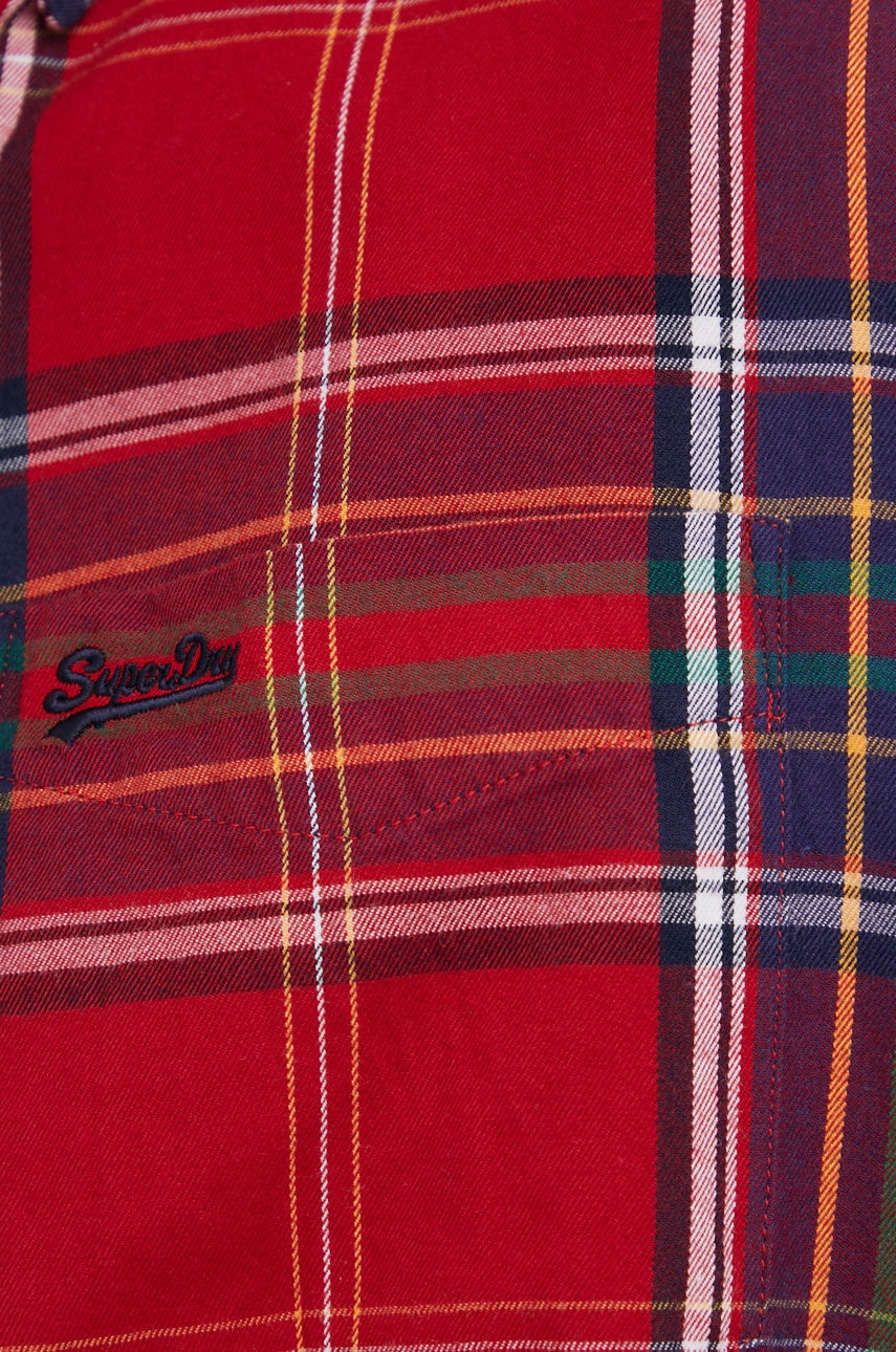 

Хлопковая рубашка Superdry мужская цвет красный regular воротник button-down