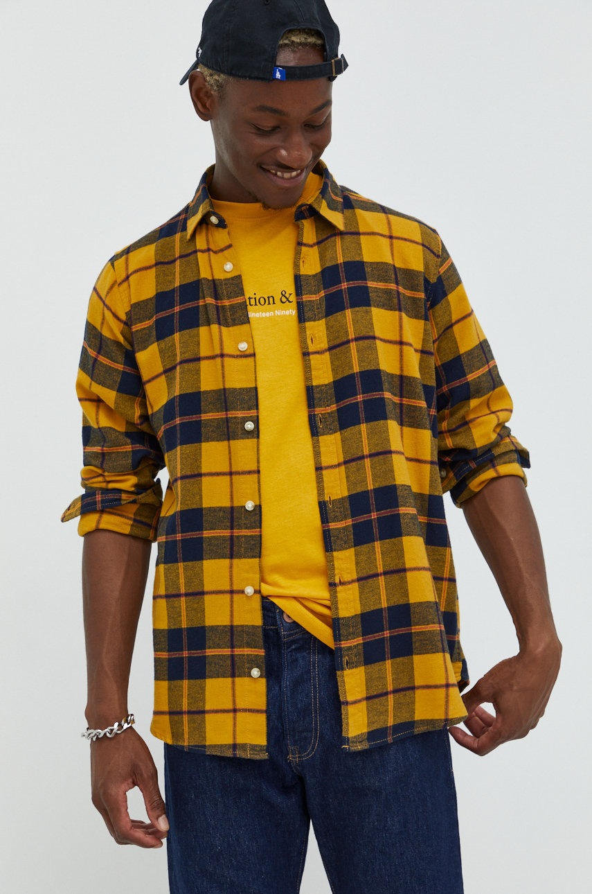

Риза Produkt by Jack & Jones мъжка в жълто със стандартна кройка с класическа яка, Жълт