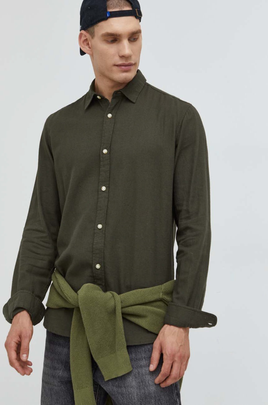 

Памучна риза Produkt by Jack & Jones мъжка в зелено със стандартна кройка с класическа яка, Зелен