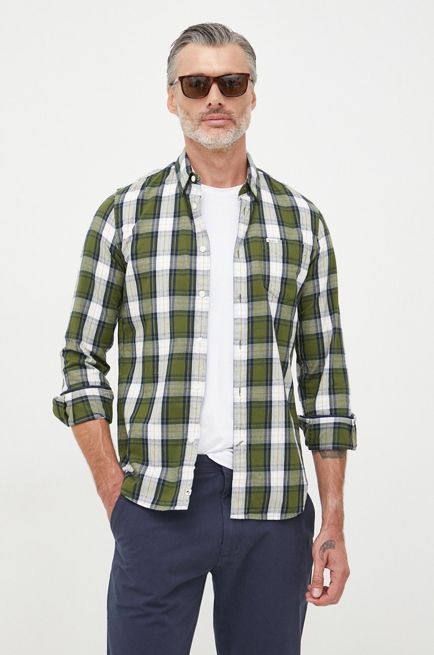 

Бавовняна сорочка Pepe Jeans чоловіча колір зелений relaxed комір button-down