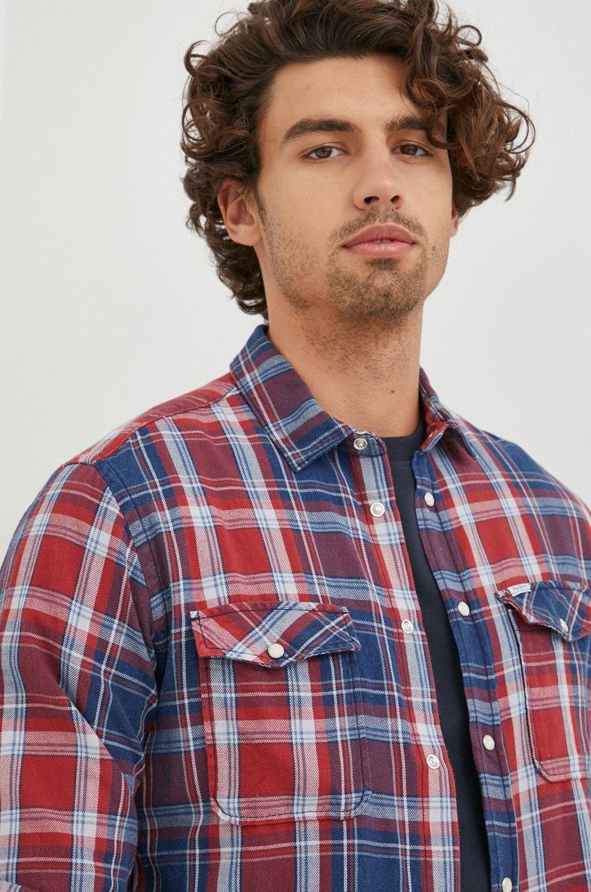 

Памучна риза Pepe Jeans мъжка със стандартна кройка с яка с копче, Многоцветен