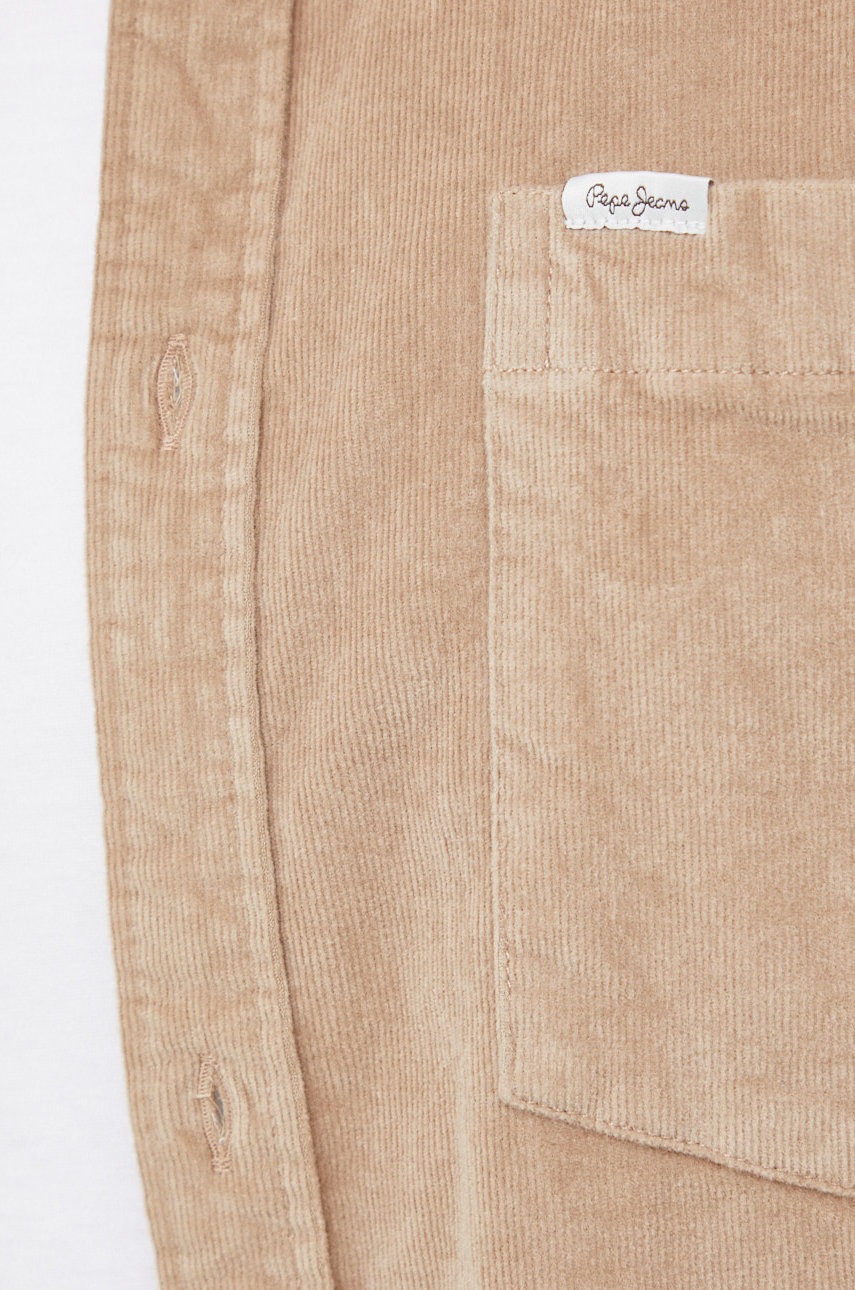 

Вельветовая рубашка Pepe Jeans мужская цвет бежевый regular воротник button-down