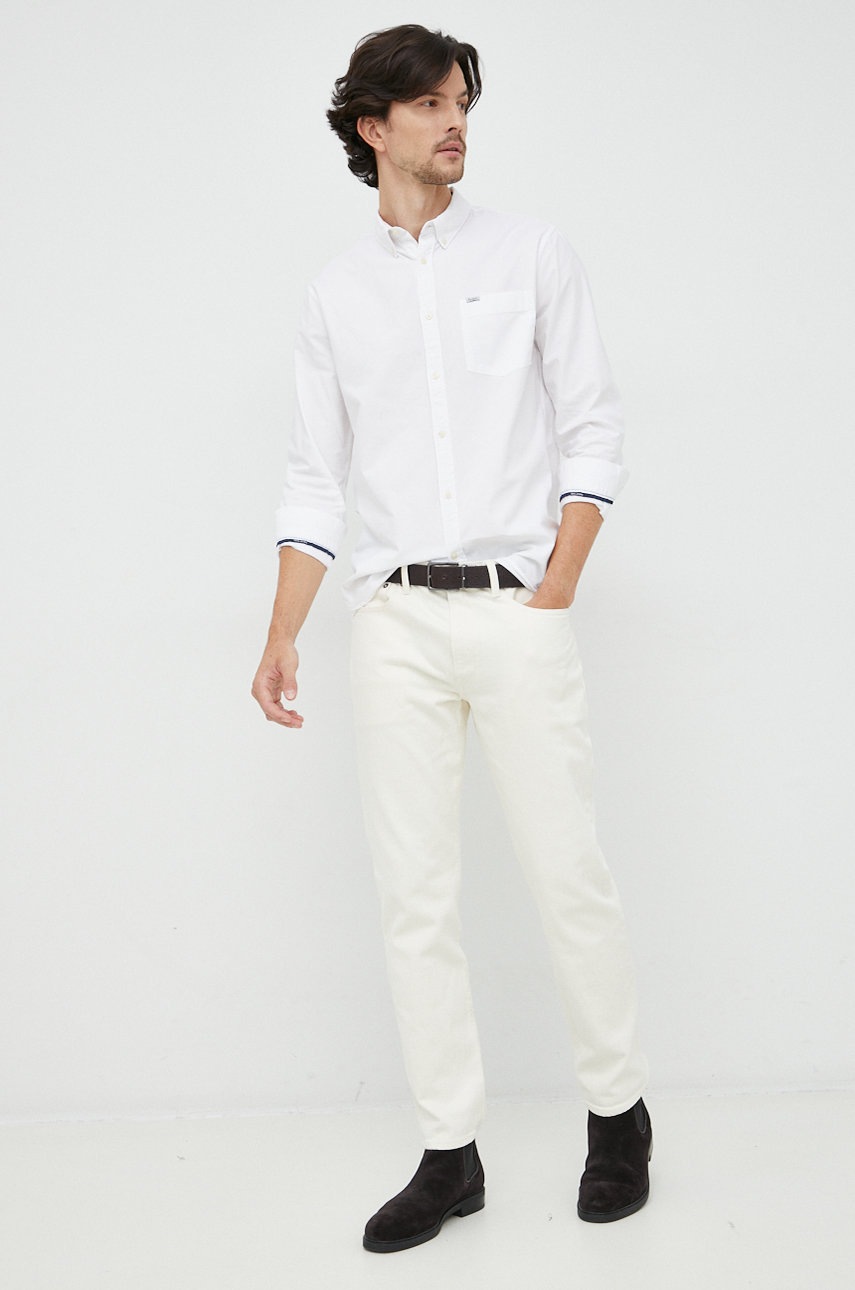 

Бавовняна сорочка Pepe Jeans чоловіча колір білий regular комір button-down