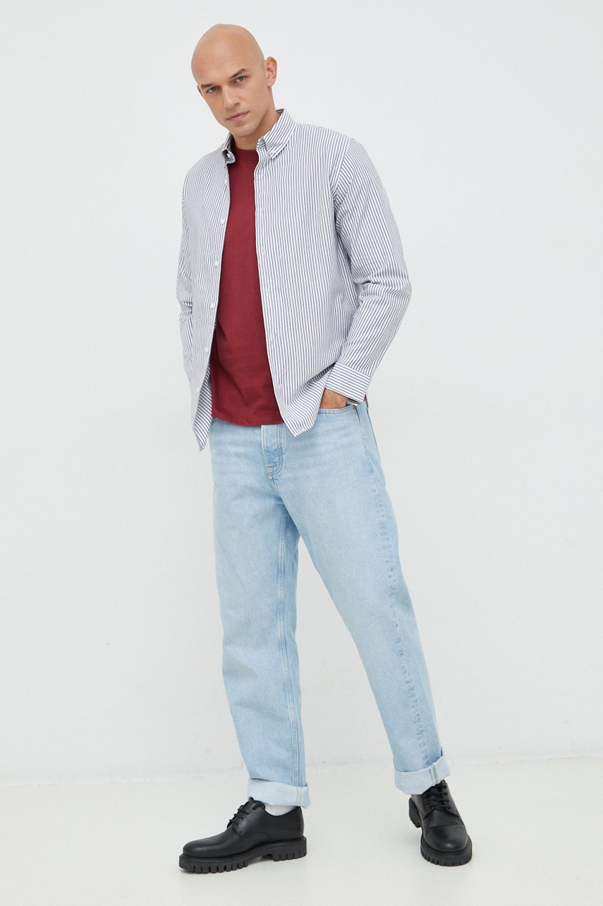 

Бавовняна сорочка Selected Homme чоловіча колір синій regular комір button-down