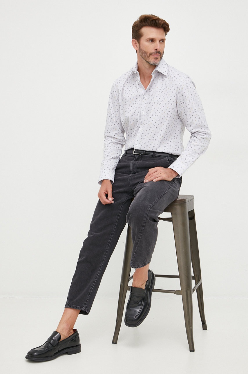 

Хлопковая рубашка Selected Homme мужская цвет серый slim классический воротник