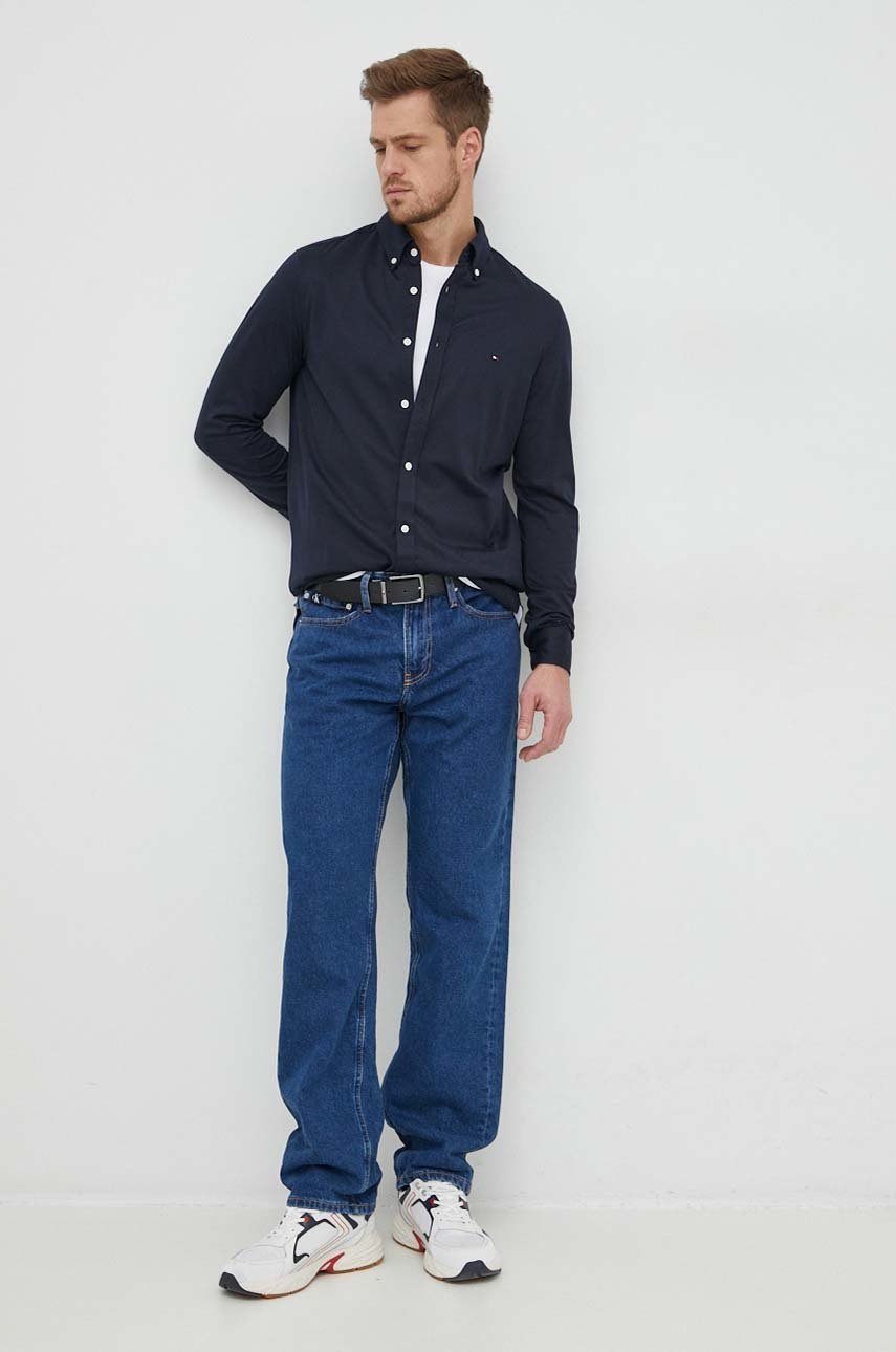 

Сорочка Tommy Hilfiger колір сірий slim комір button-down