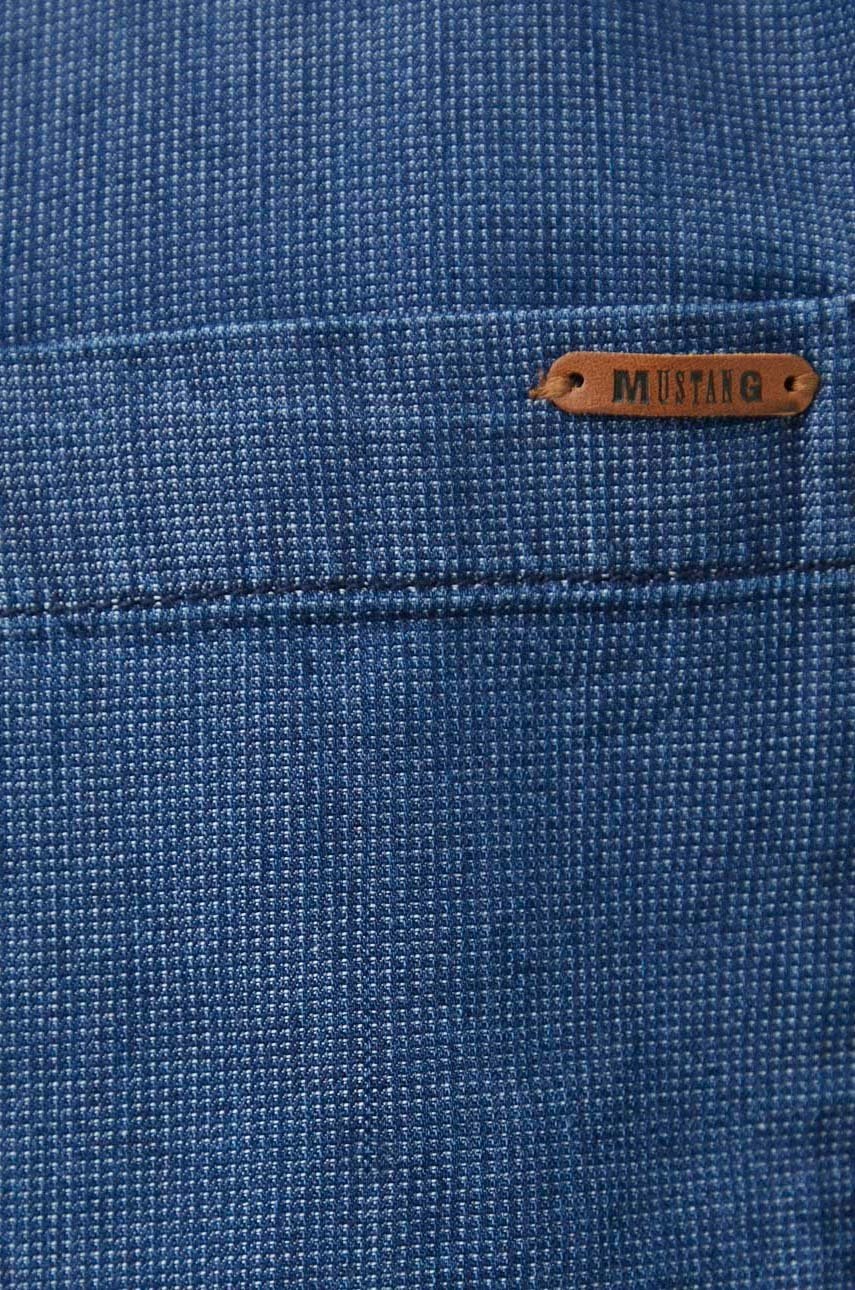 

Хлопковая рубашка Mustang мужская цвет синий slim воротник button-down