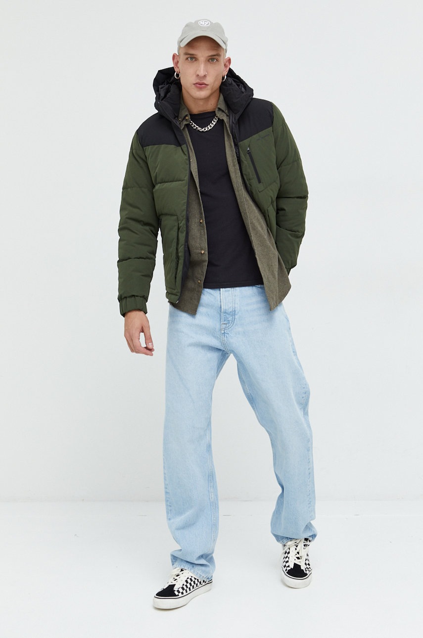 

Рубашка Produkt by Jack & Jones мужская цвет зелёный regular воротник button-down