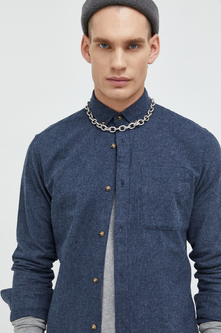 Produkt by jack & jones camasa barbati, culoarea albastru marin, cu guler button-down, slim