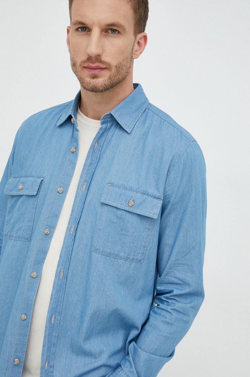 Boss camasa jeans boss casual barbati, cu guler clasic, relaxed