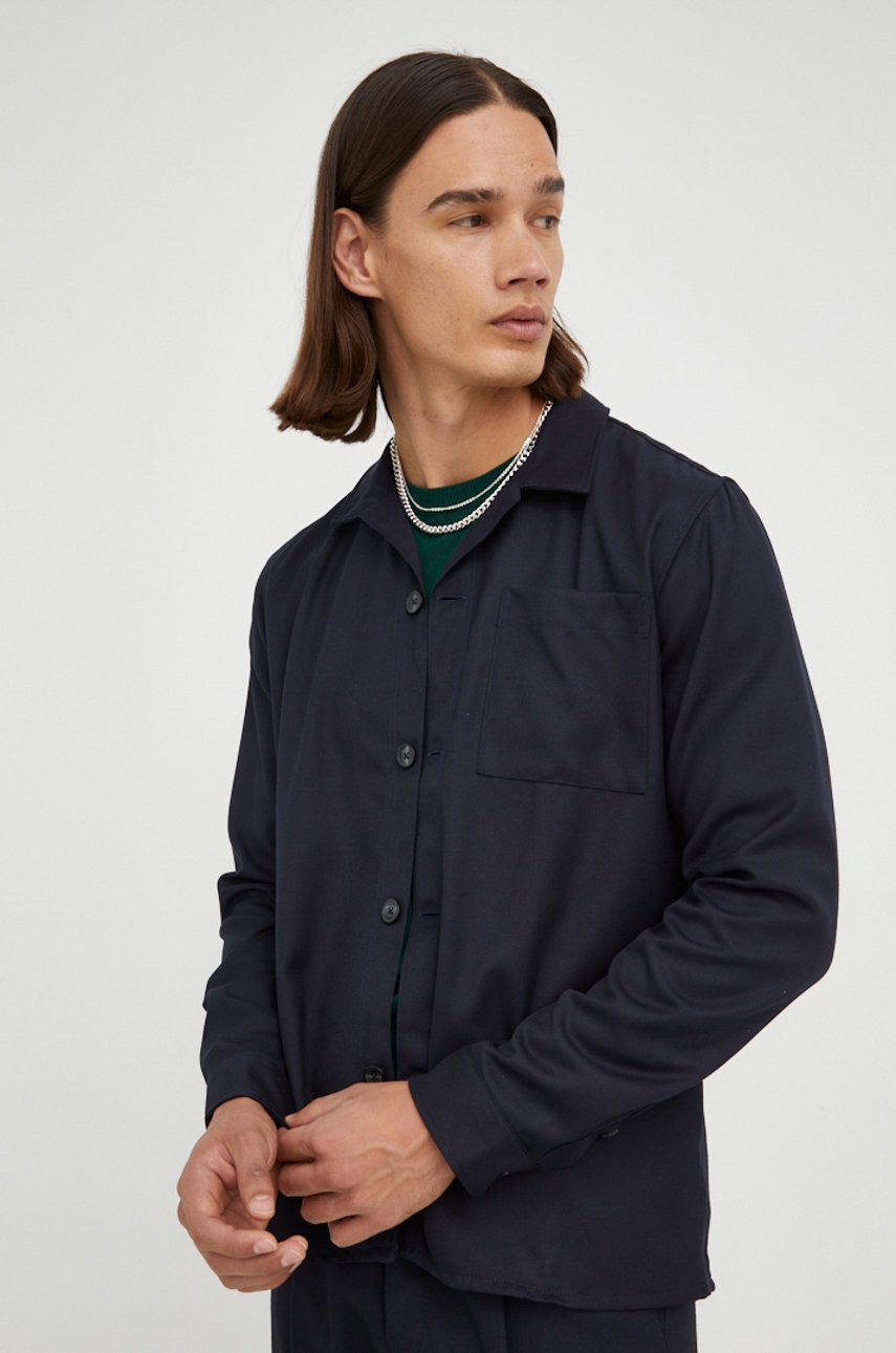 Πουκάμισο Bruuns Bazaar χρώμα: ναυτικό μπλε φωτογραφία