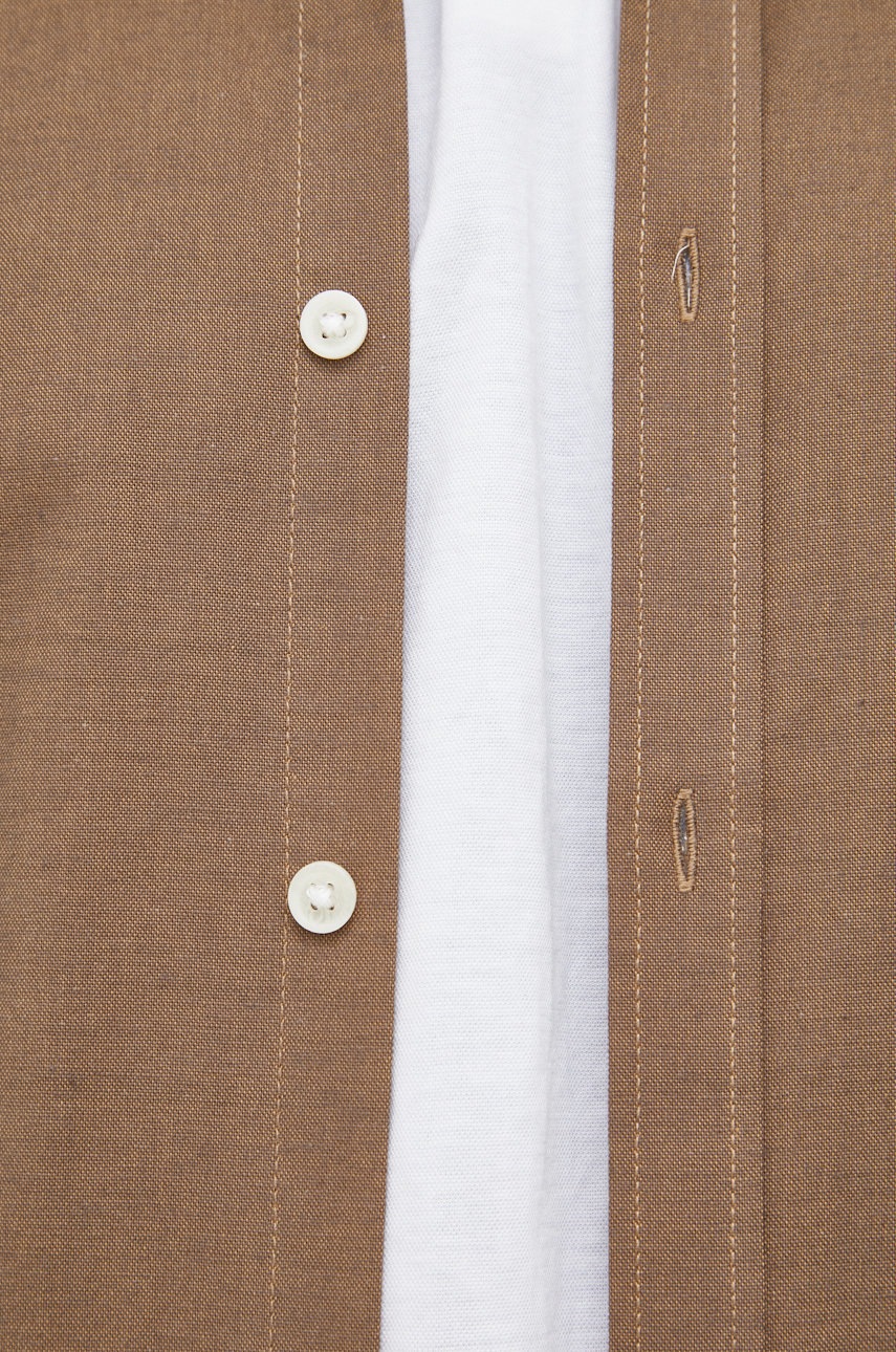 

Рубашка Lindbergh мужская цвет коричневый slim воротник button-down