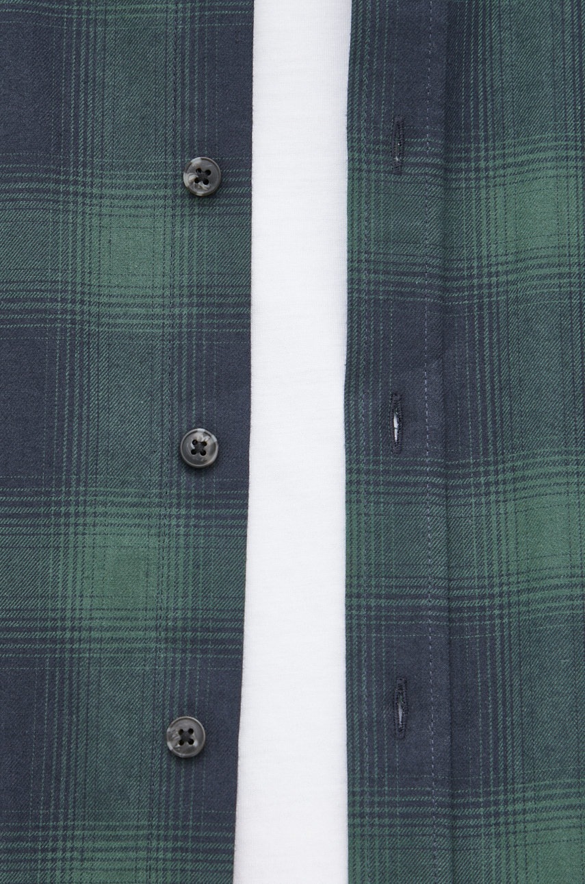 

Хлопковая рубашка Lindbergh мужская цвет зелёный relaxed воротник button-down