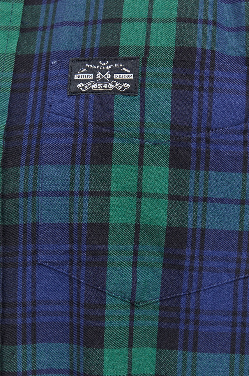 

Бавовняна сорочка Superdry чоловіча колір зелений regular комір button-down