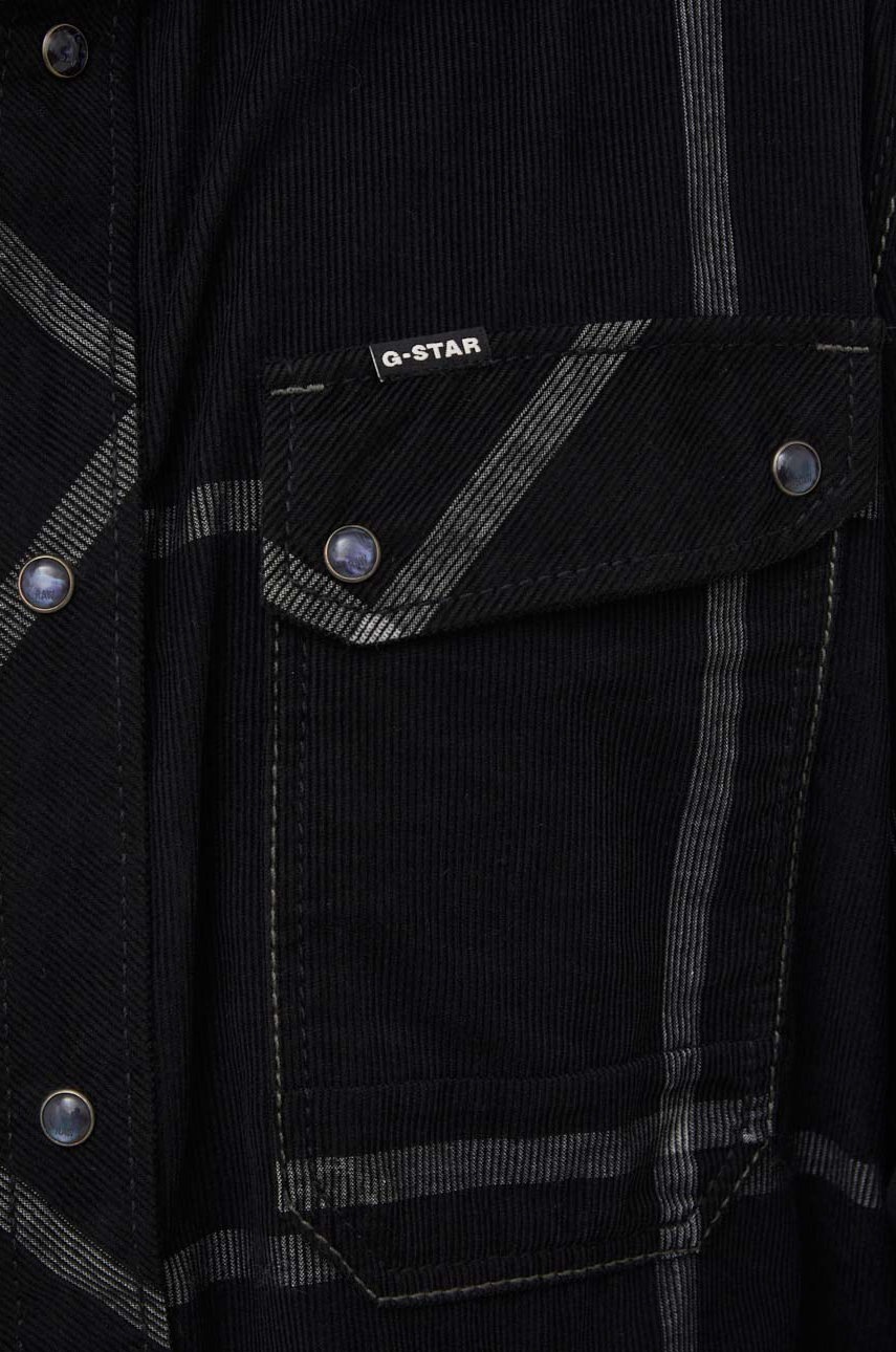 

Хлопковая рубашка G-Star Raw мужская цвет чёрный slim классический воротник