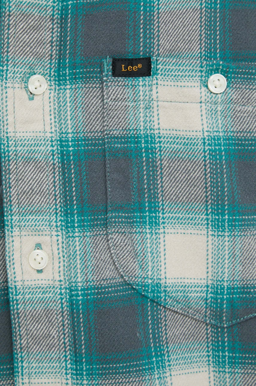 

Хлопковая рубашка Lee мужская цвет зелёный relaxed воротник button-down