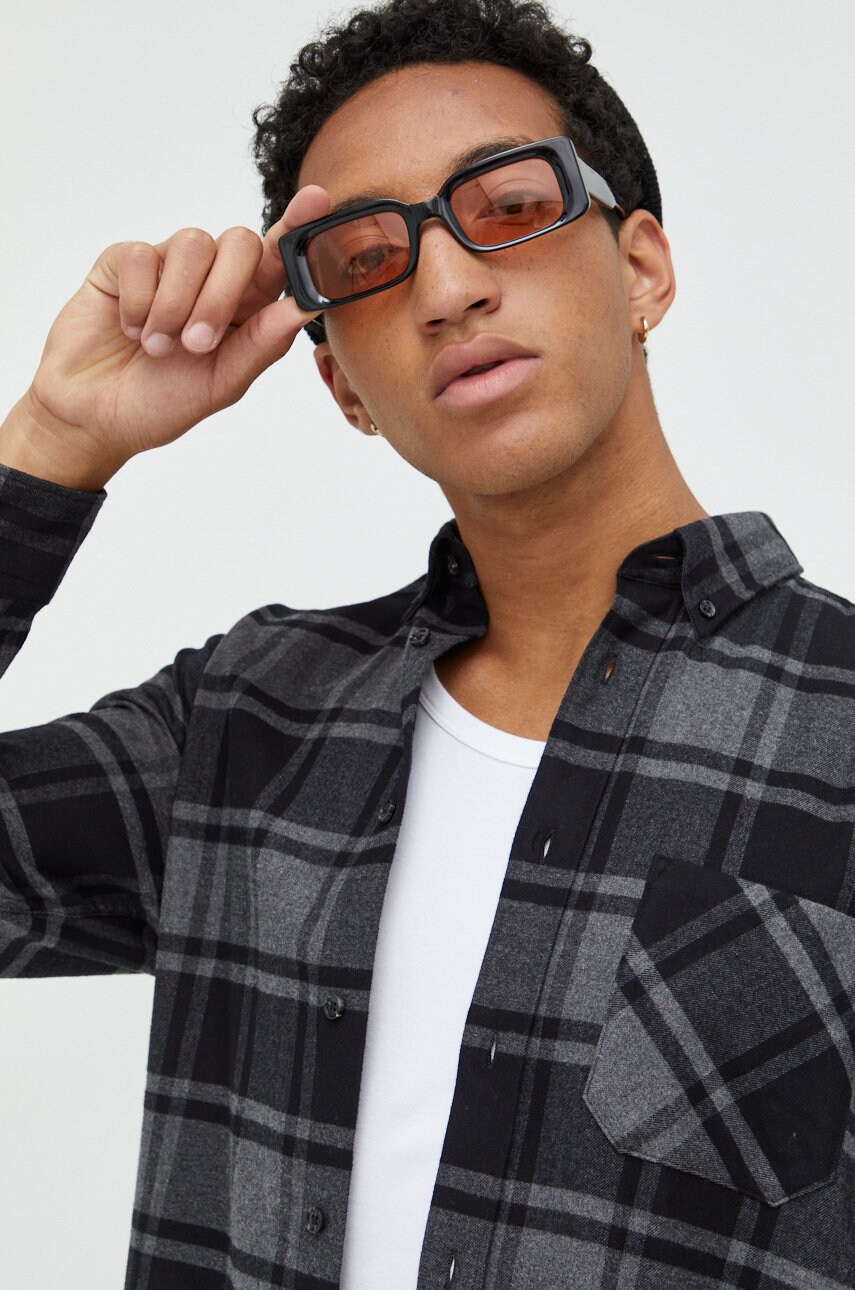 Hugo camasa din bumbac barbati, culoarea negru, cu guler button-down, regular