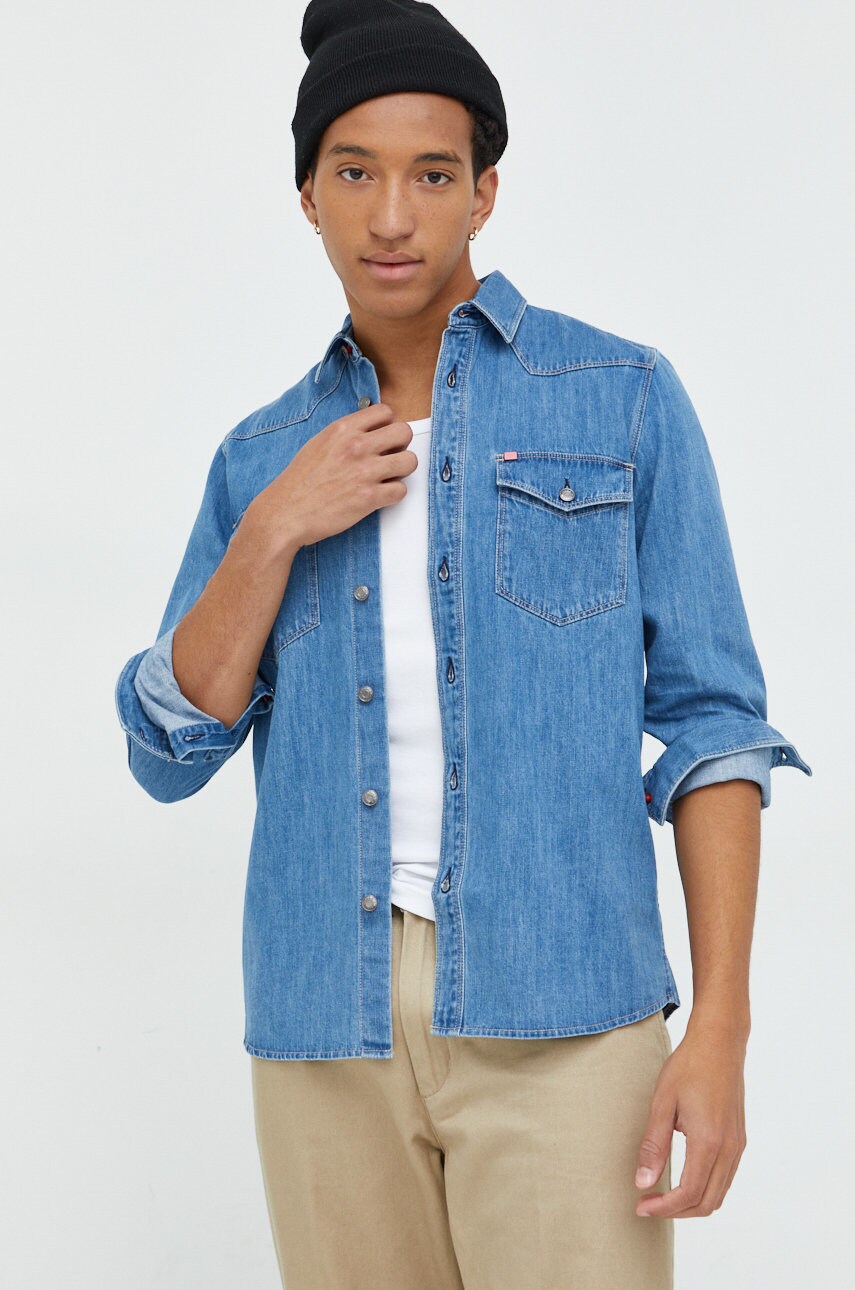Hugo camasa jeans barbati, cu guler clasic, regular