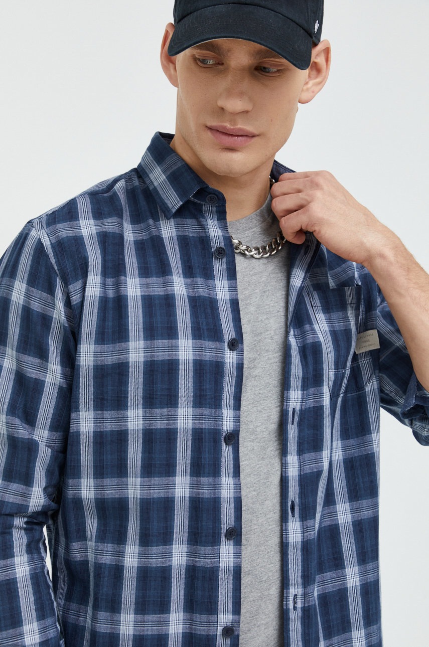 

Памучна риза Jack & Jones Jcosporty мъжка в тъмносиньо със стандартна кройка с италианска яка, Тъмносин