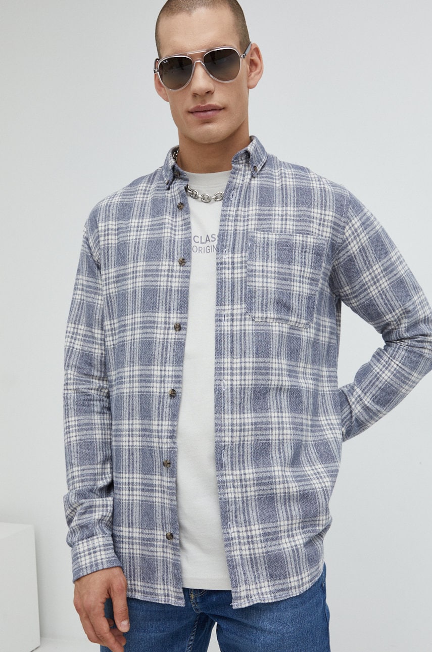 Jack & jones camasa din bumbac jorowen barbati, culoarea bej, cu guler button-down, regular