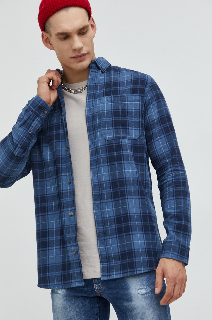 

Памучна риза Jack & Jones Jorowen мъжка в тъмносиньо със стандартна кройка с класическа яка, Тъмносин