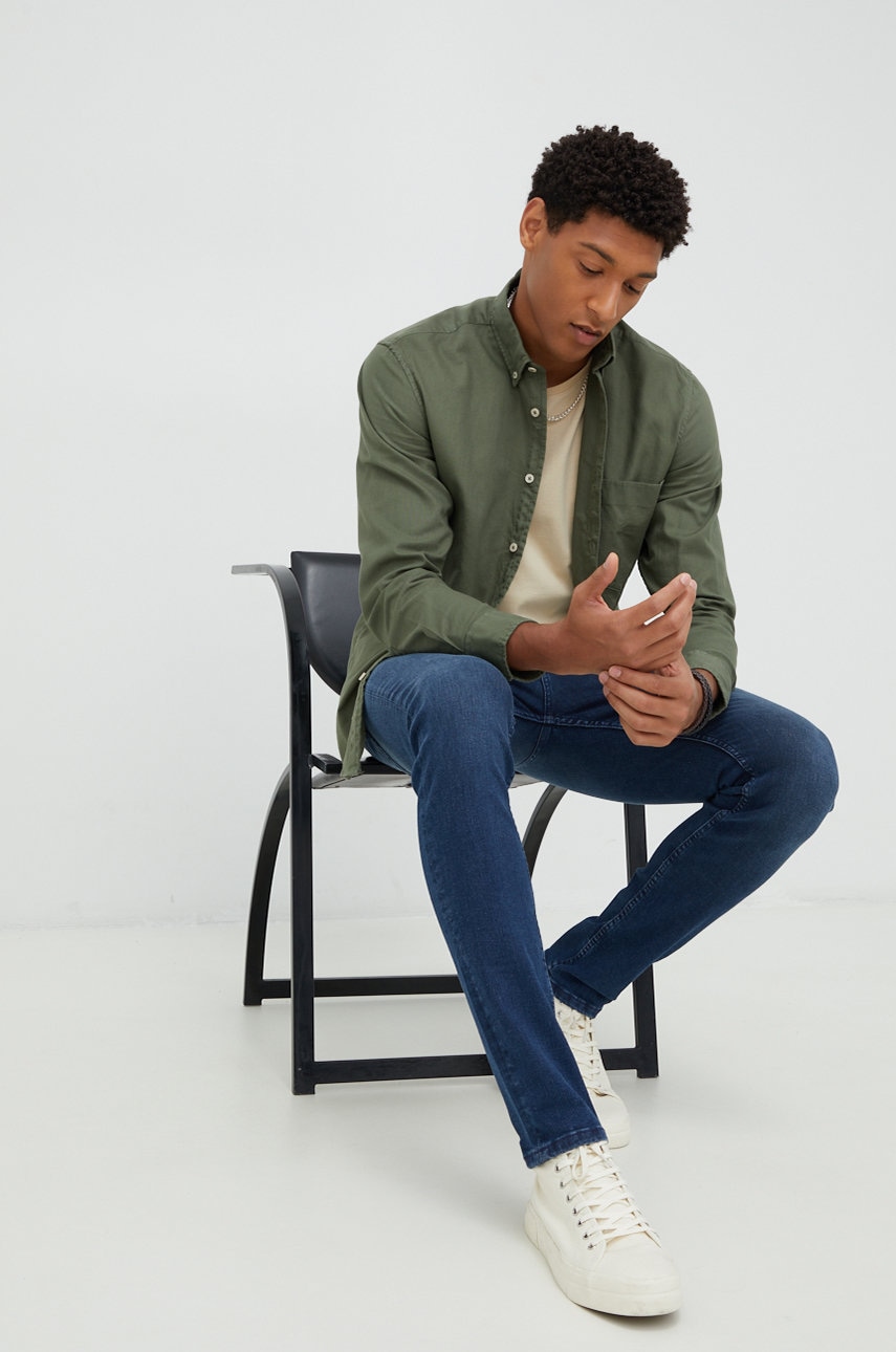 Marc o'polo camasa din bumbac barbati, culoarea verde, cu guler button-down, regular