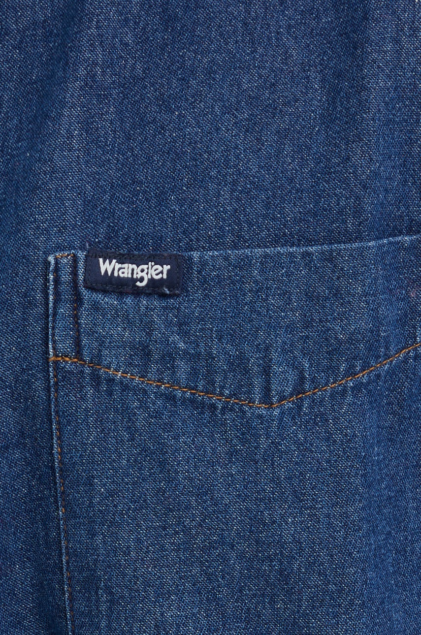 

Джинсова сорочка Wrangler чоловіча колір синій regular класичний комір