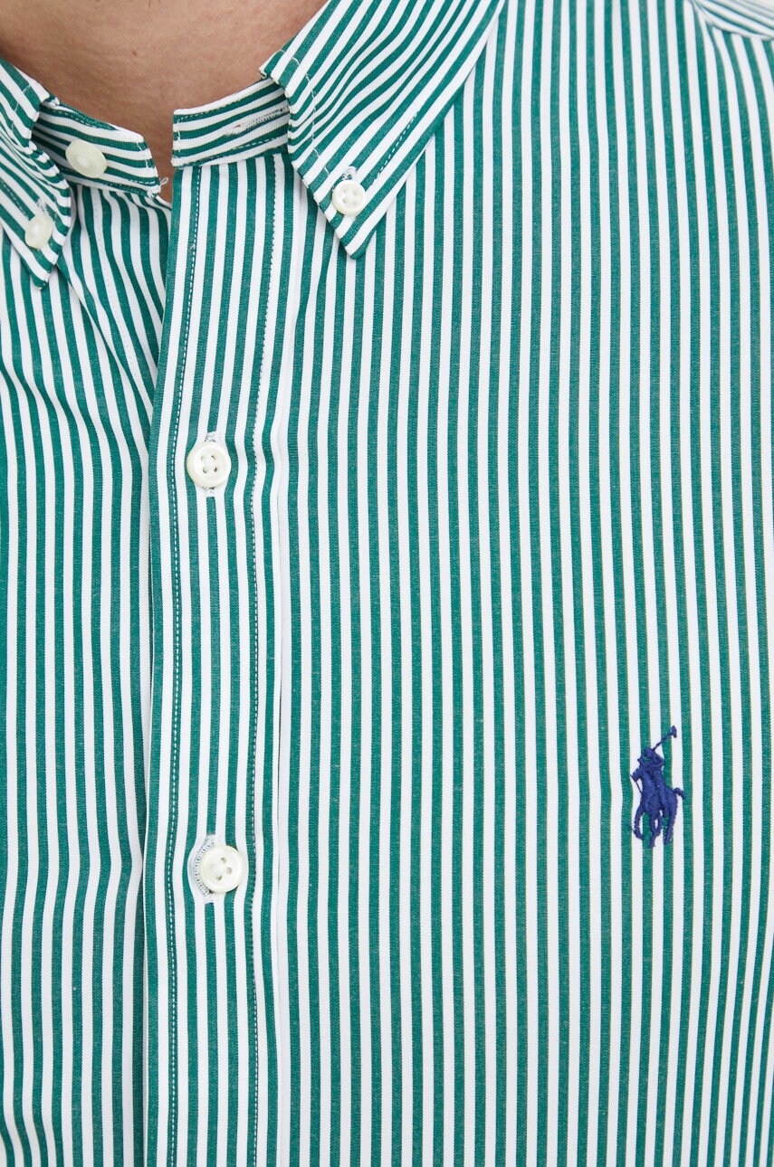 

Сорочка Polo Ralph Lauren чоловіча колір зелений slim комір button-down