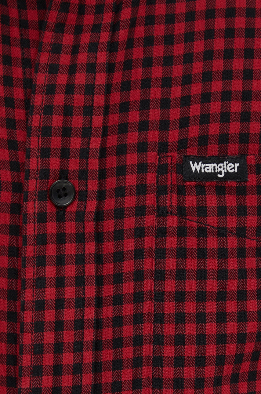 Бавовняна сорочка Wrangler чоловіча колір червоний regular класичний комір